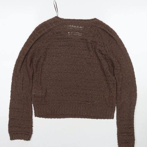 Marks and Spencer Womens Brown Round Neck Acrylic Pullover Jumper Size 8