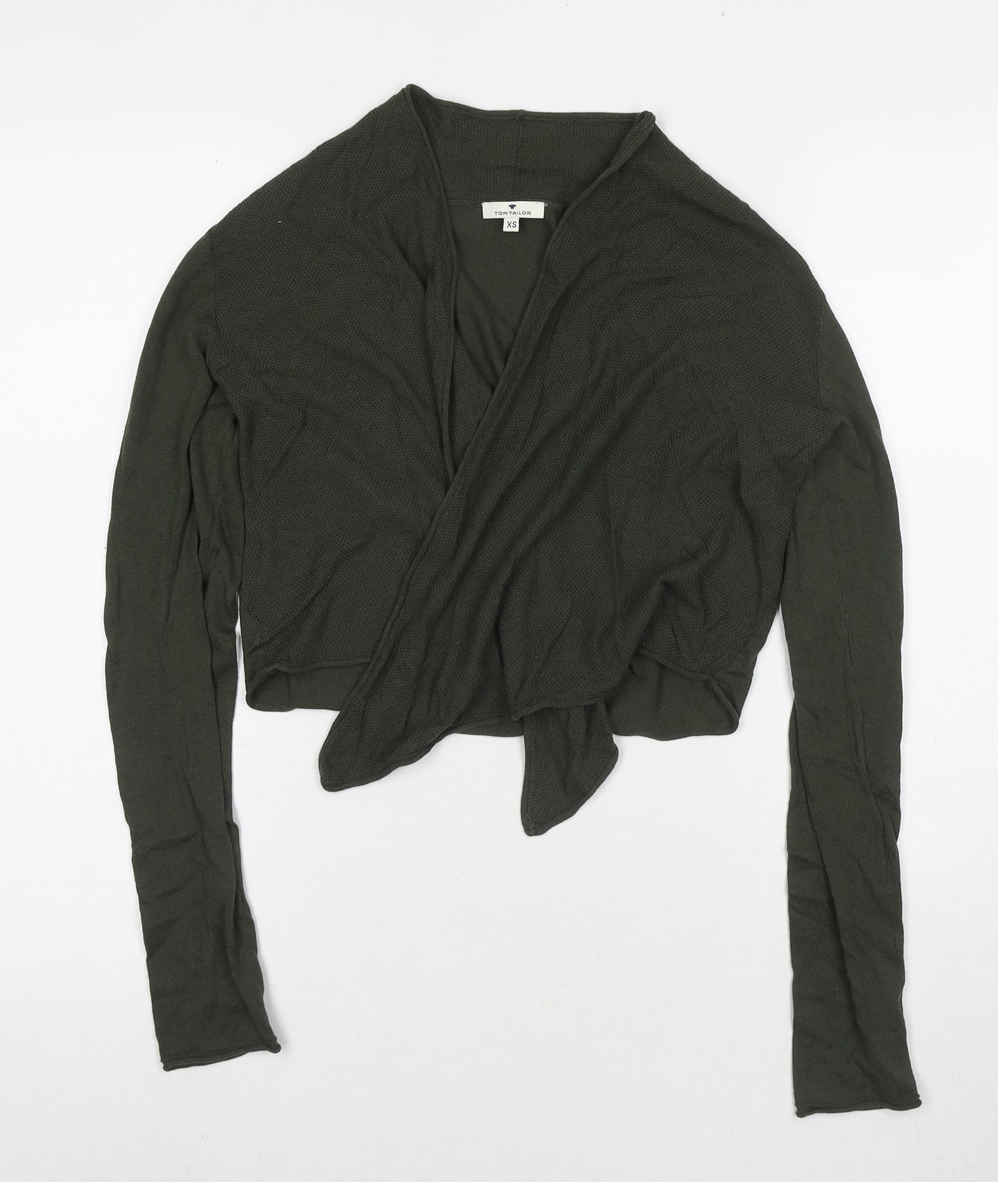 TOM TAILOR Womens Green V-Neck Cotton Cardigan Jumper Size XS