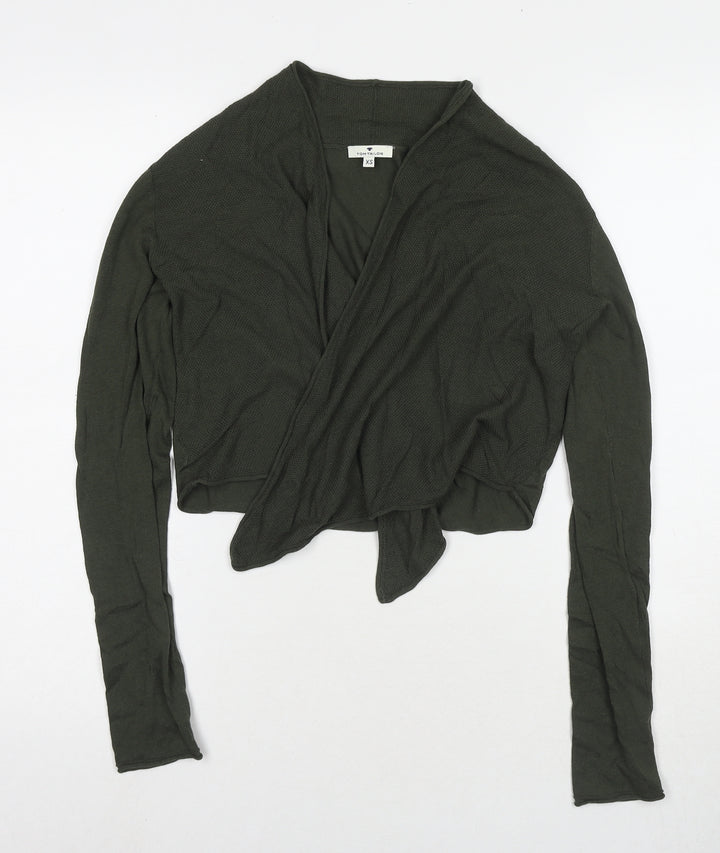 TOM TAILOR Womens Green V-Neck Cotton Cardigan Jumper Size XS