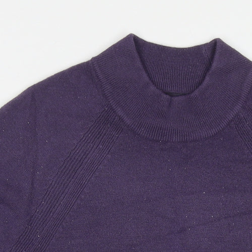 Marks and Spencer Womens Purple Round Neck Acrylic Pullover Jumper Size 12