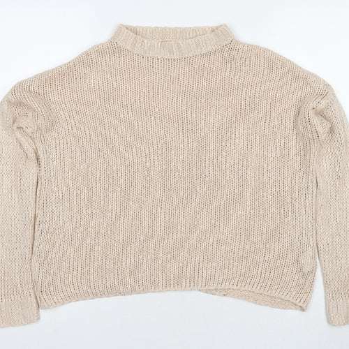 Sinsay Womens Beige Round Neck Acrylic Pullover Jumper Size S