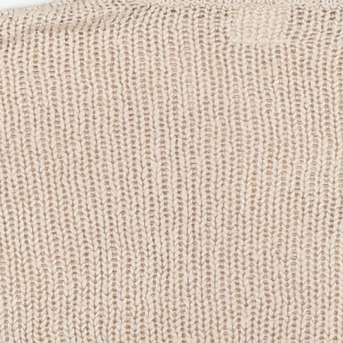 Sinsay Womens Beige Round Neck Acrylic Pullover Jumper Size S