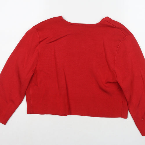 Phase Eight Womens Red V-Neck Viscose Cape Jumper Size 16
