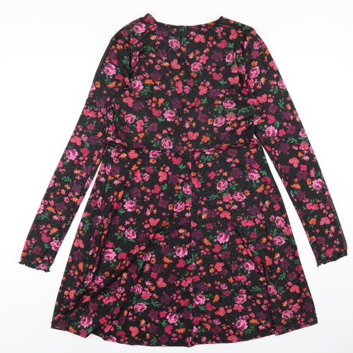 New Look Womens Beige Floral Polyester A-Line Size 12 Round Neck Pullover