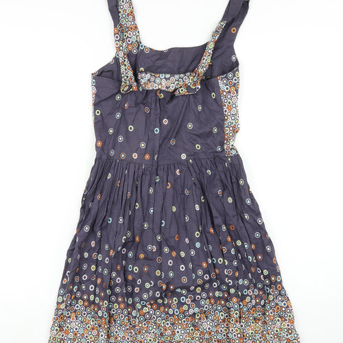 Topshop Womens Multicoloured Geometric Cotton A-Line Size 10 Scoop Neck Zip