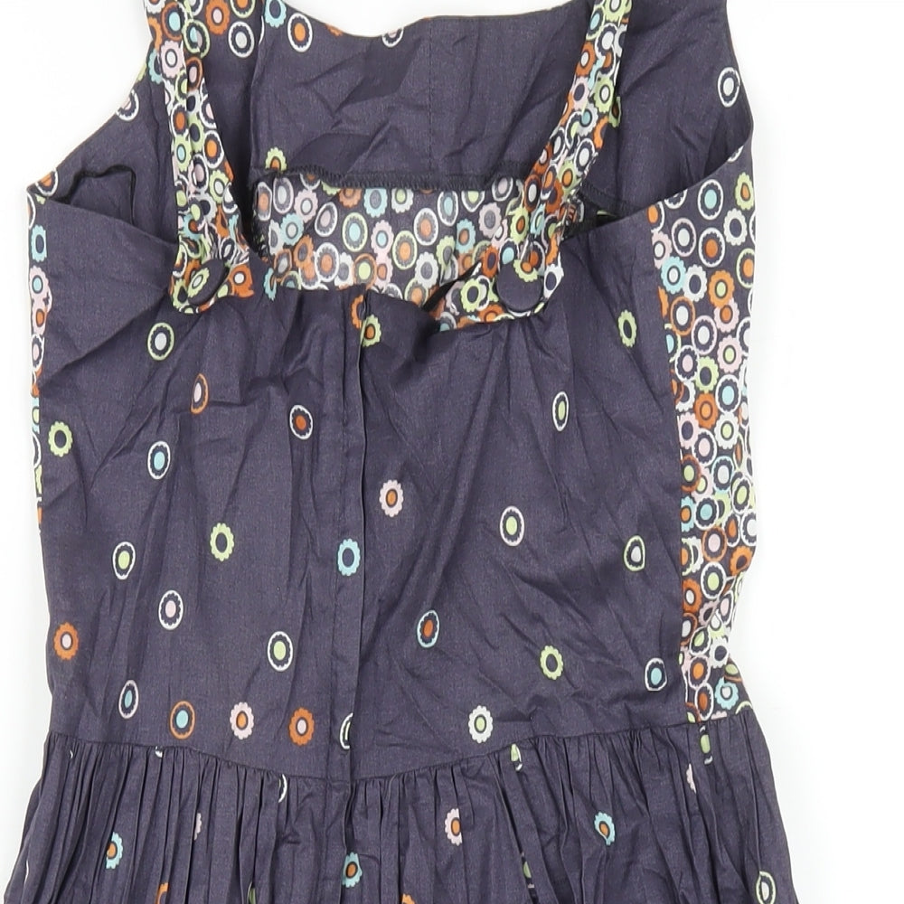 Topshop Womens Multicoloured Geometric Cotton A-Line Size 10 Scoop Neck Zip