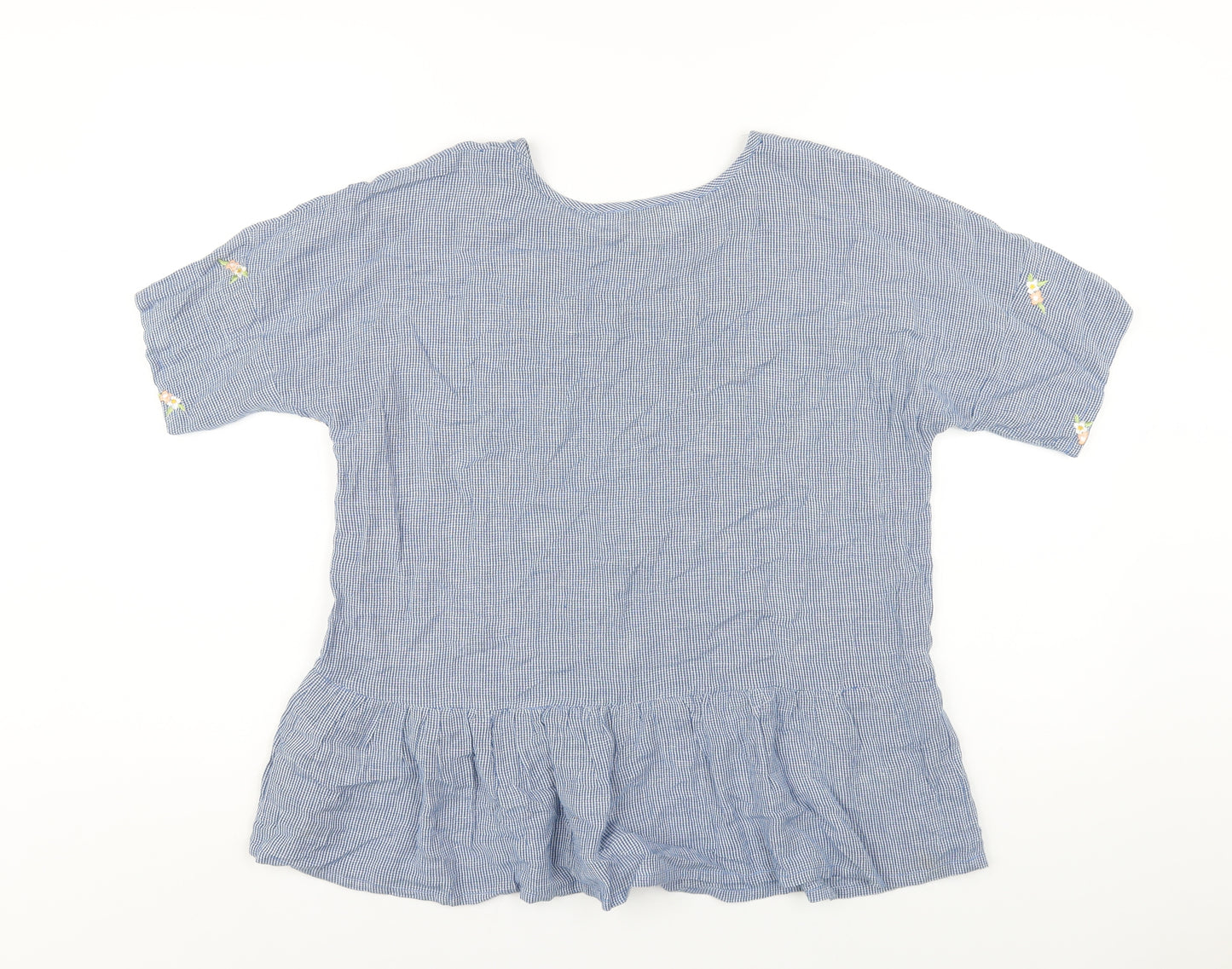 Apricot Womens Blue Geometric Viscose Basic T-Shirt Size 10 Round Neck