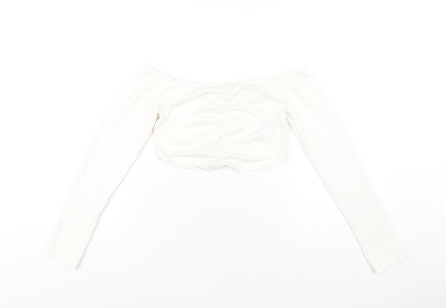 Nakd Womens White Modal Cropped T-Shirt Size M Off the Shoulder - `
