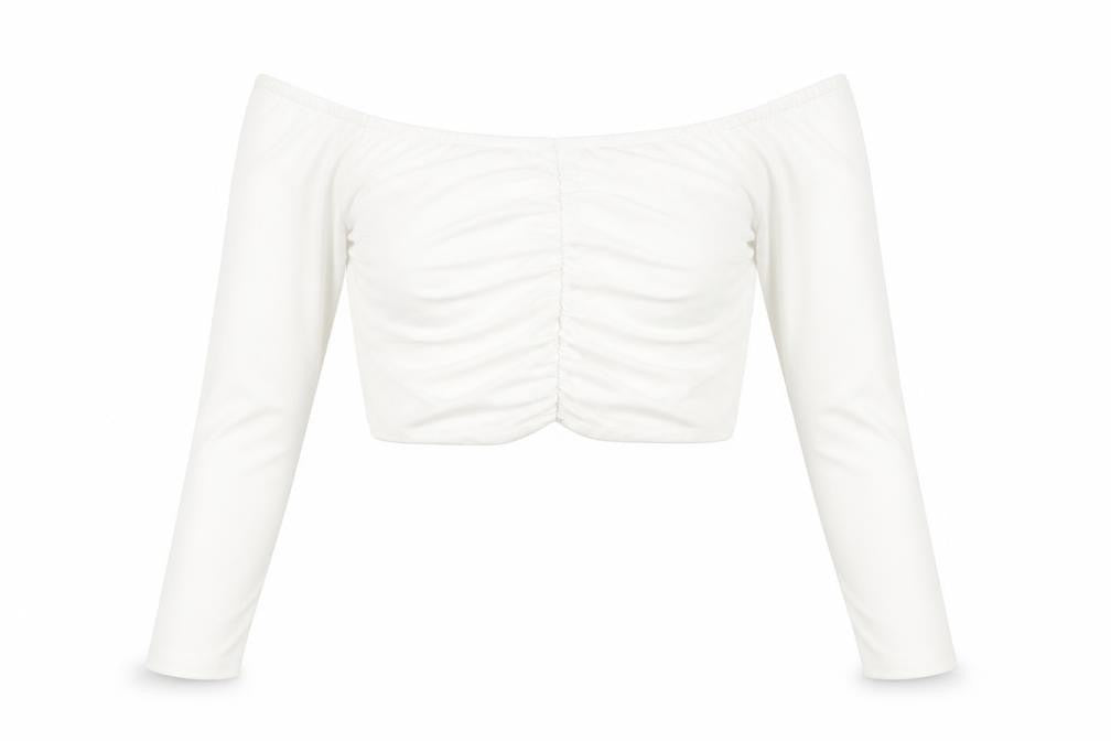 Nakd Womens White Modal Cropped T-Shirt Size M Off the Shoulder - `