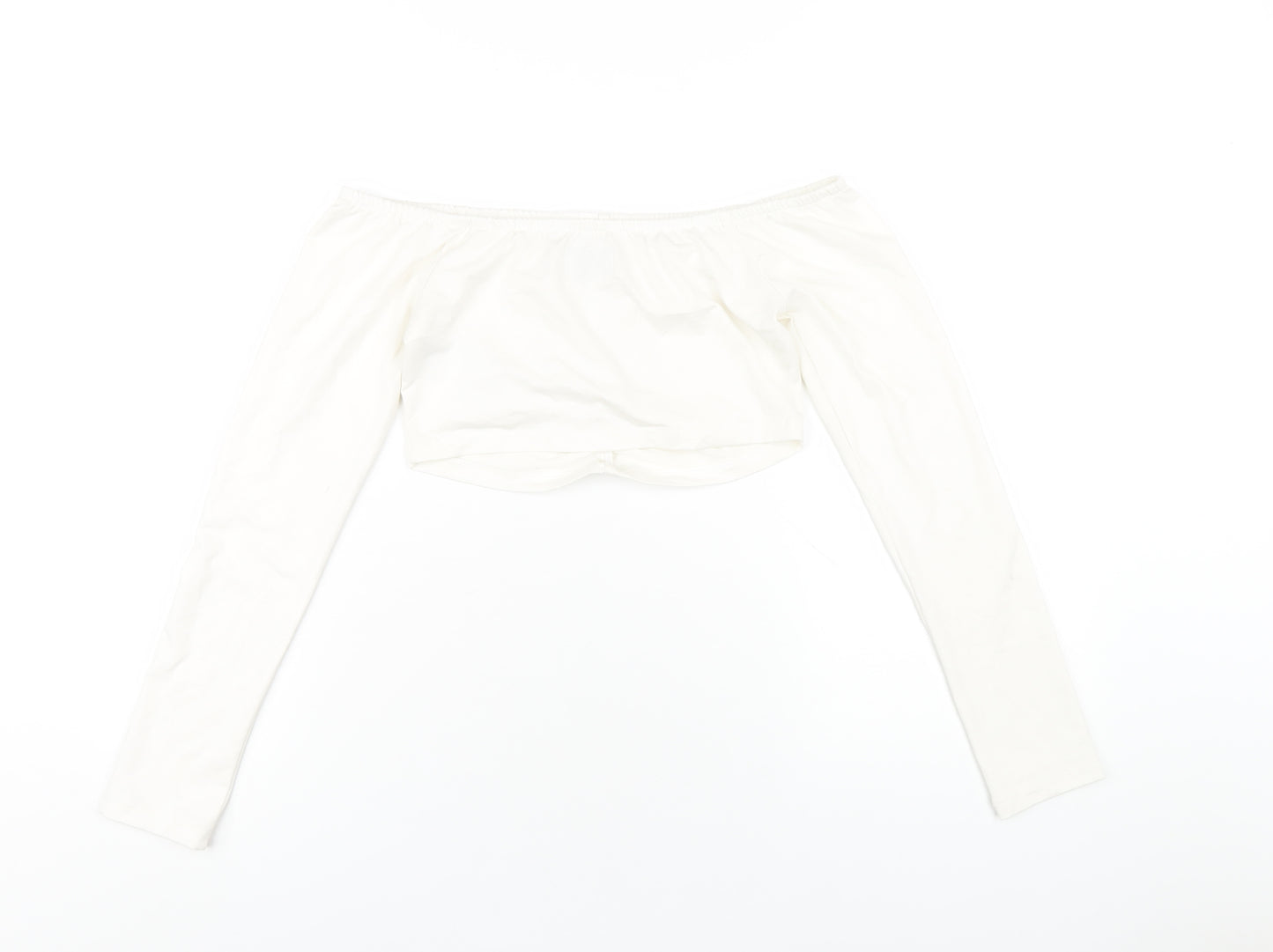Nakd Womens White Modal Cropped T-Shirt Size M Off the Shoulder - `