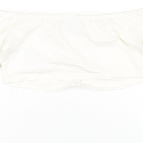 Nakd Womens White Modal Cropped T-Shirt Size M Off the Shoulder - `