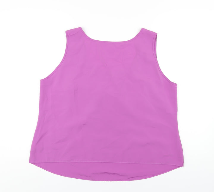 Marks and Spencer Womens Purple Polyester Basic Tank Size 20 Round Neck