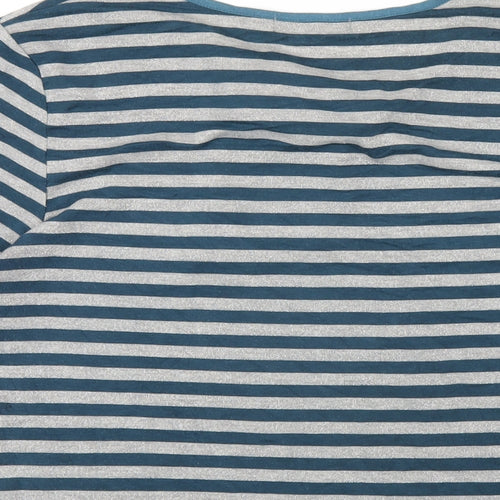 Betty Jackson Womens Blue Striped Viscose Basic T-Shirt Size M Round Neck