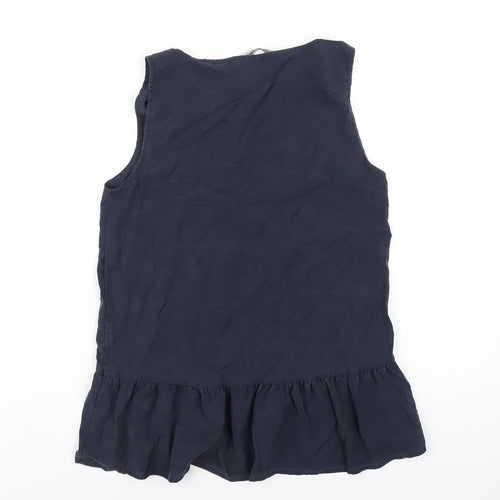 Zara Womens Blue Lyocell Basic Tank Size S Scoop Neck