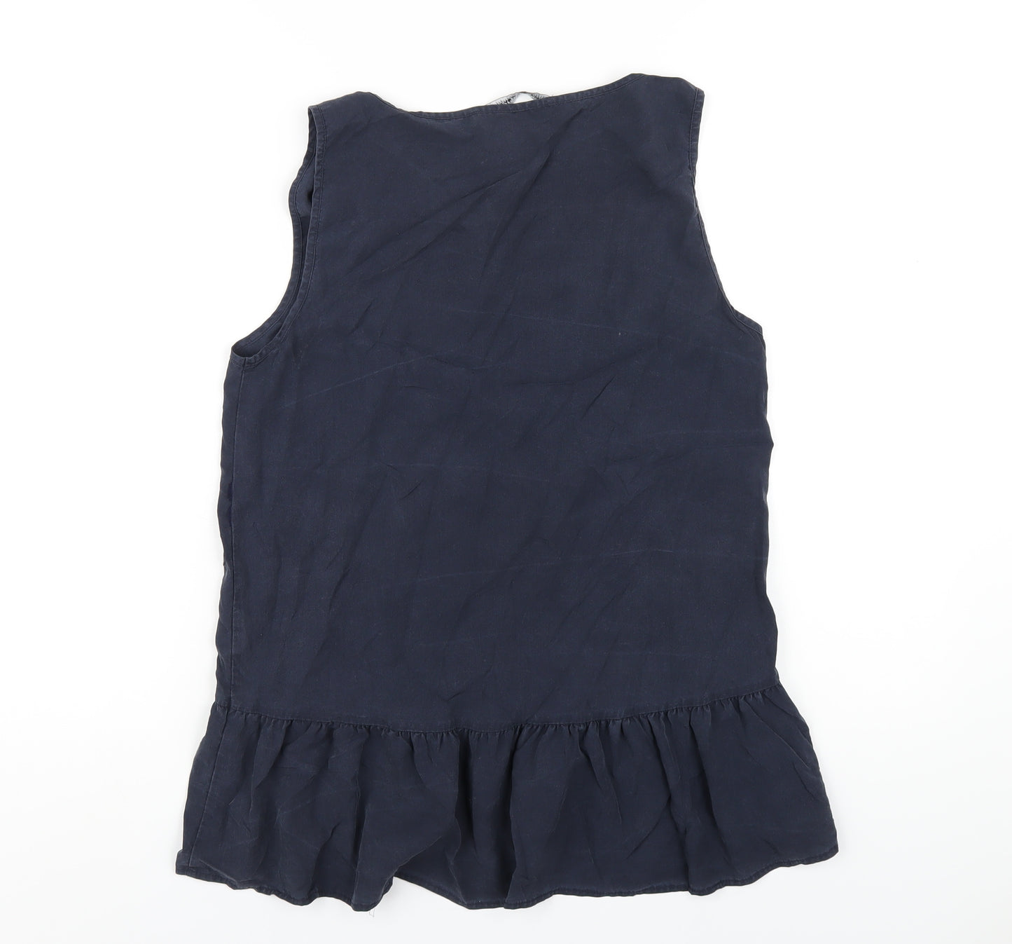 Zara Womens Blue Lyocell Basic Tank Size S Scoop Neck