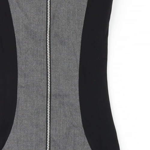 Warehouse Womens Grey Polyester Pencil Dress Size 8 Round Neck Zip