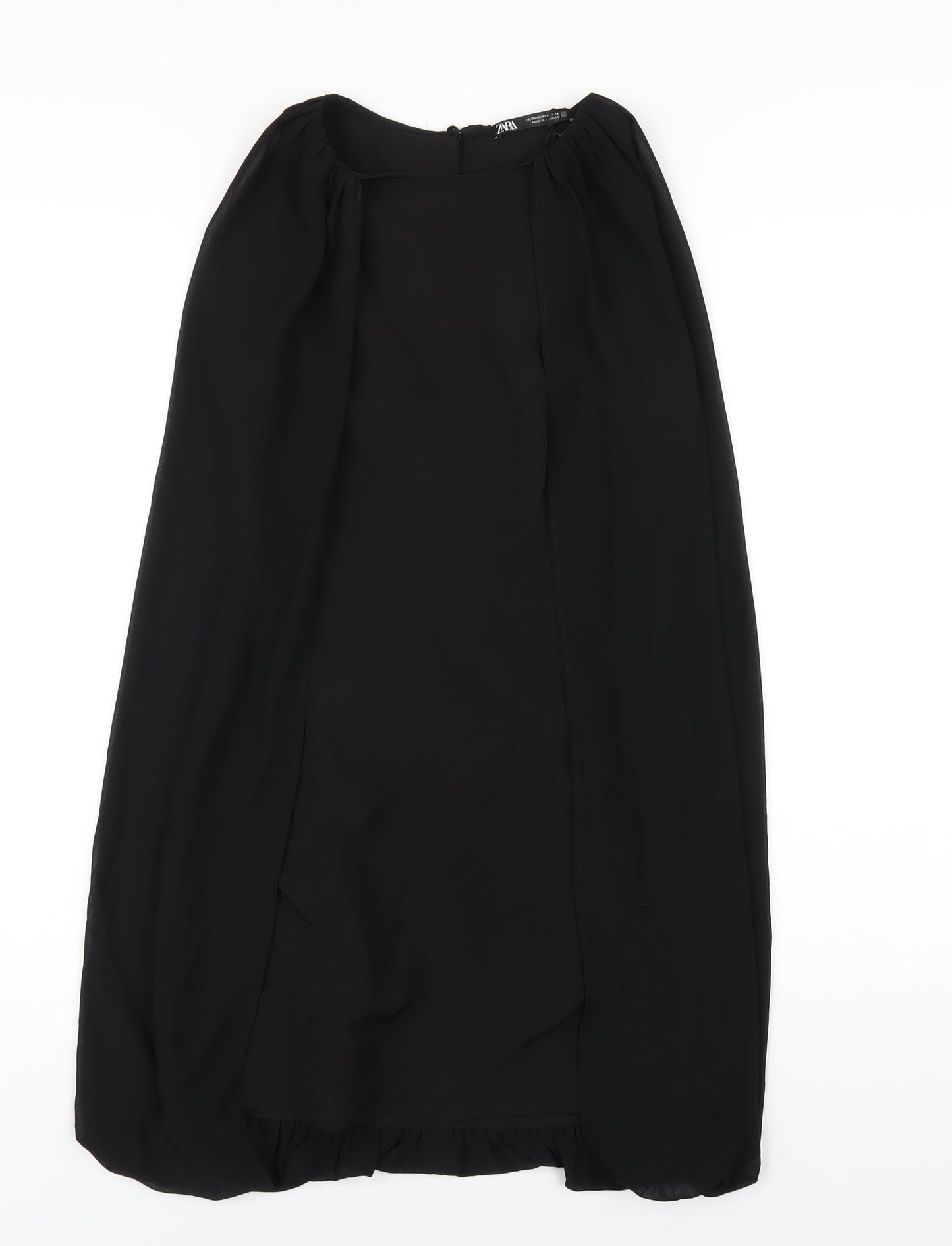 Zara Womens Black Polyester A-Line Size XS Roll Neck Zip