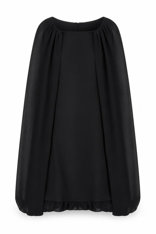 Front view of Zara women’s black polyester a-line, size XS, roll neck zip
