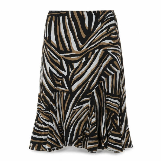 Front view of Warehouse women’s multicoloured geometric polyester a-line skirt, size UK 14