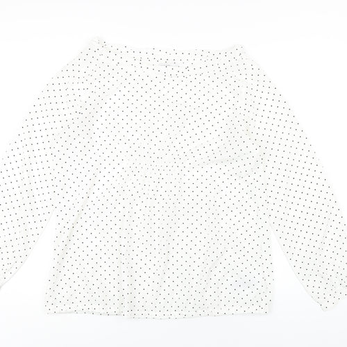 Gap Womens White Polka Dot Polyester Basic Blouse Size L Boat Neck