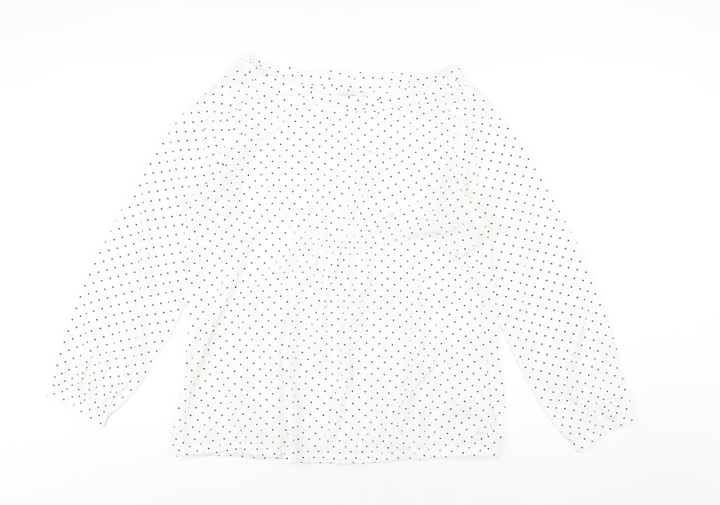 Gap Womens White Polka Dot Polyester Basic Blouse Size L Boat Neck