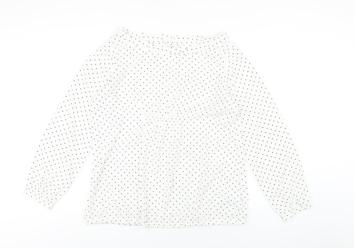 Gap Womens White Polka Dot Polyester Basic Blouse Size L Boat Neck