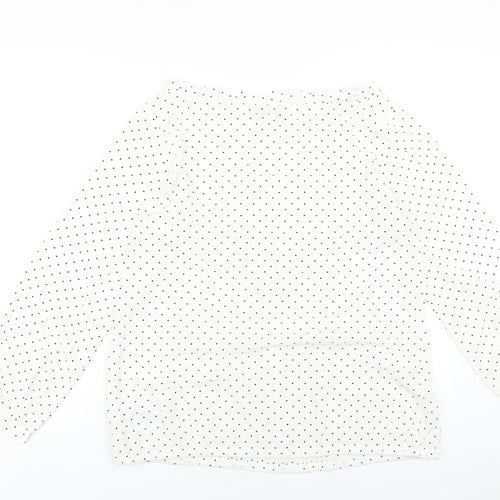 Gap Womens White Polka Dot Polyester Basic Blouse Size L Boat Neck