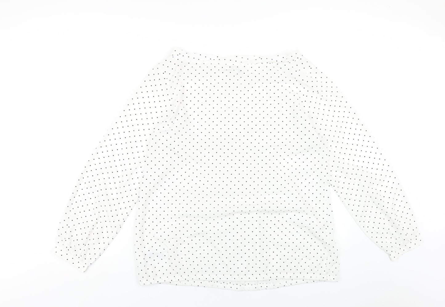 Gap Womens White Polka Dot Polyester Basic Blouse Size L Boat Neck
