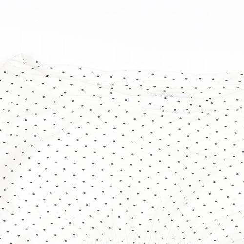 Gap Womens White Polka Dot Polyester Basic Blouse Size L Boat Neck