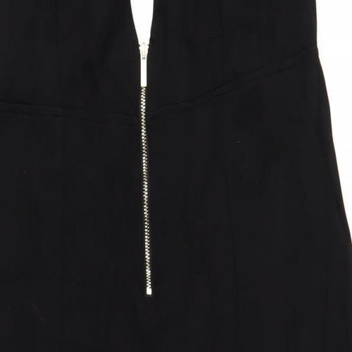 Mint Velvet Womens Black Viscose Jumpsuit One-Piece Size 14 L29 in Zip