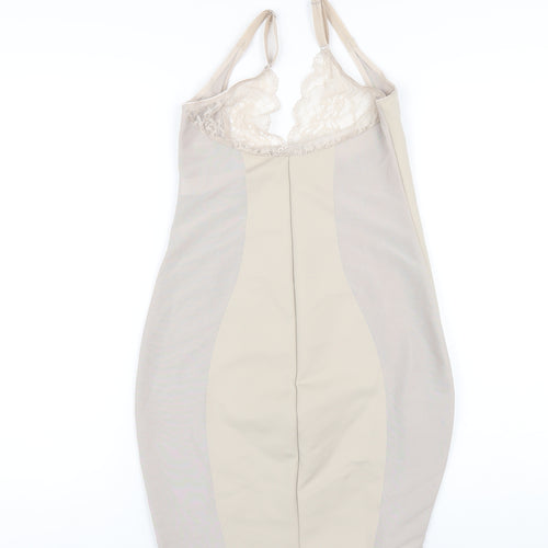 Marks and Spencer Womens Beige Solid Polyamide Cami Dress Size 14