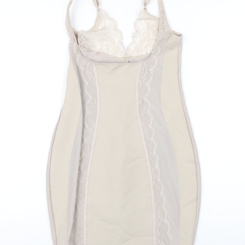 Marks and Spencer Womens Beige Solid Polyamide Cami Dress Size 14