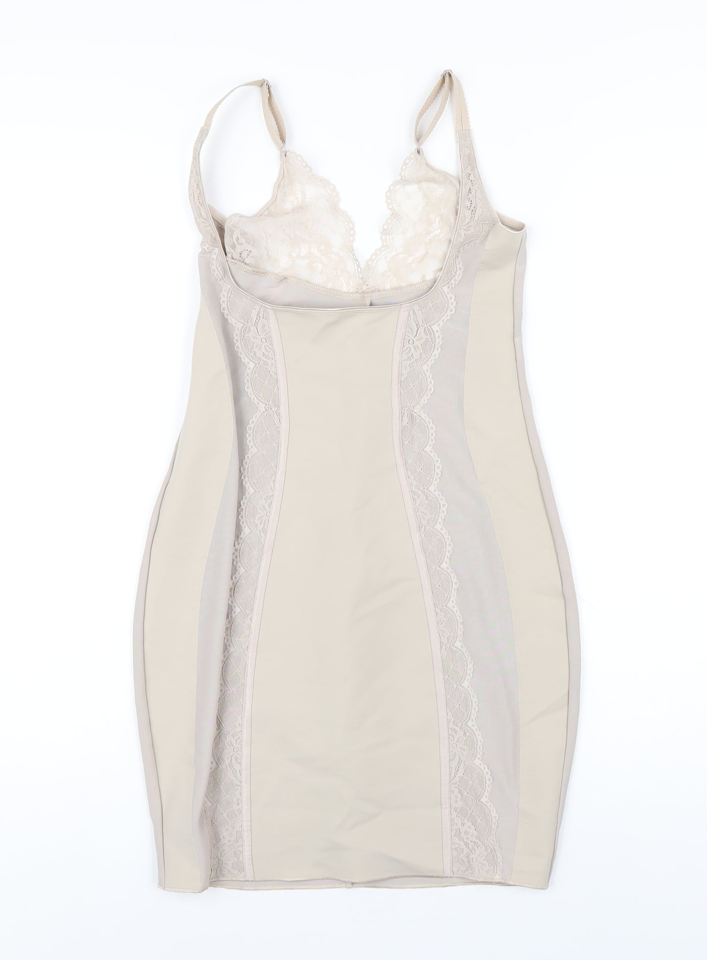 Marks and Spencer Womens Beige Solid Polyamide Cami Dress Size 14