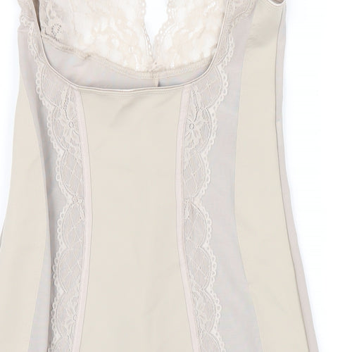 Marks and Spencer Womens Beige Solid Polyamide Cami Dress Size 14