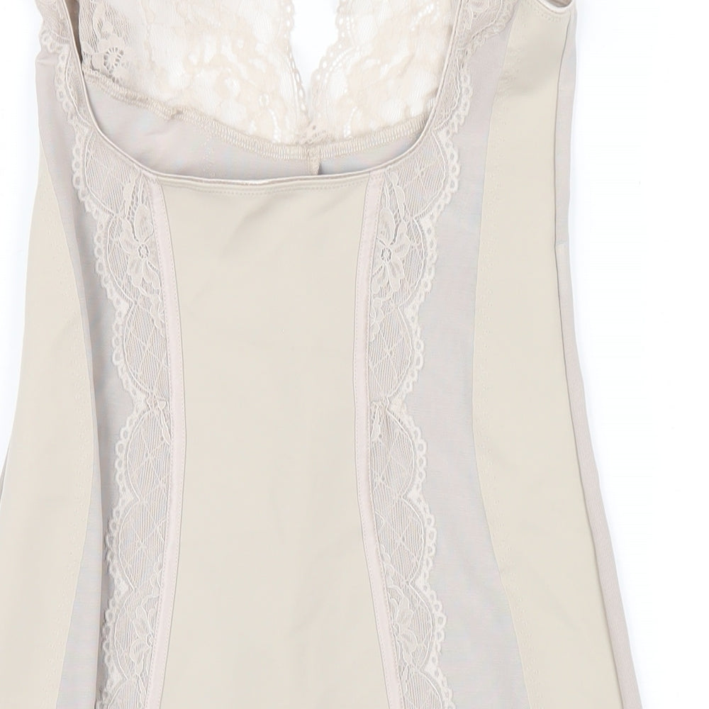 Marks and Spencer Womens Beige Solid Polyamide Cami Dress Size 14