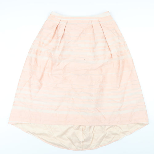 Oasis Womens Pink Striped Acrylic A-Line Skirt Size 10 Zip