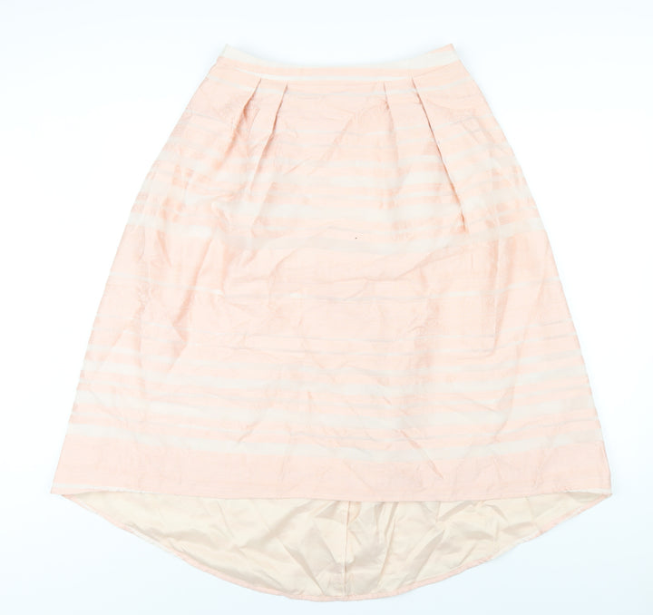 Oasis Womens Pink Striped Acrylic A-Line Skirt Size 10 Zip
