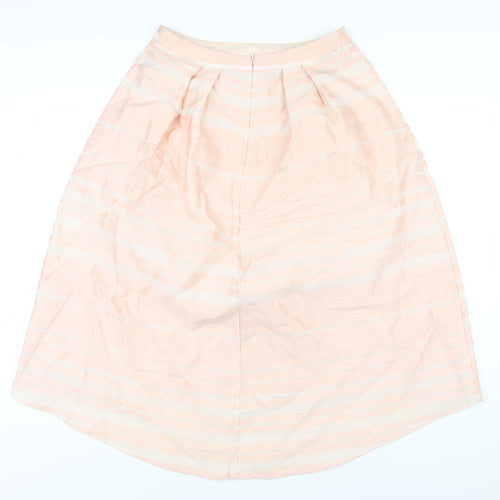 Oasis Womens Pink Striped Acrylic A-Line Skirt Size 10 Zip
