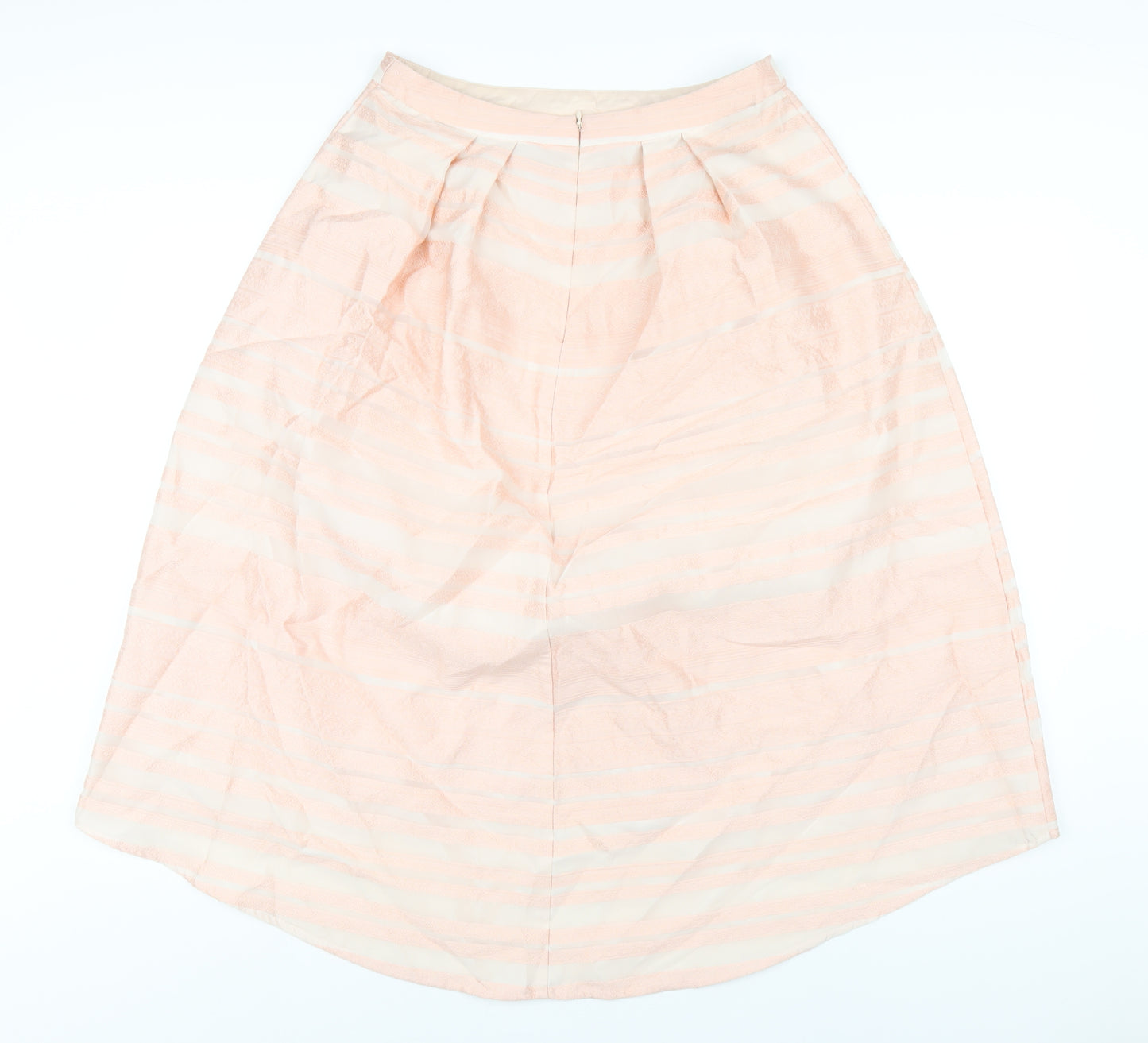 Oasis Womens Pink Striped Acrylic A-Line Skirt Size 10 Zip