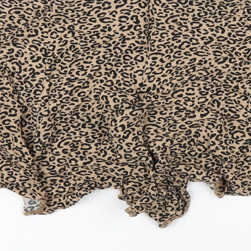 New Look Womens Brown Animal Print Viscose Basic Shorts Size 14 Regular Zip