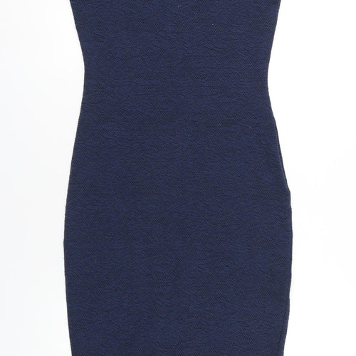 New Look Womens Blue Polyester Bodycon Size 10 Scoop Neck Pullover