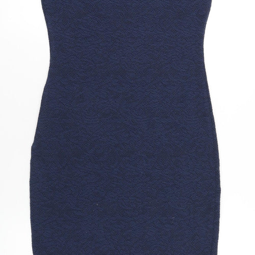 New Look Womens Blue Polyester Bodycon Size 10 Scoop Neck Pullover