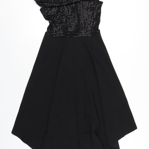 Quiz Womens Black Nylon A-Line Size 10 Off the Shoulder Pullover