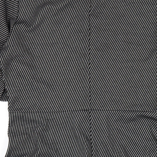 Mango Womens Black Striped Polyester A-Line Size L Round Neck Pullover