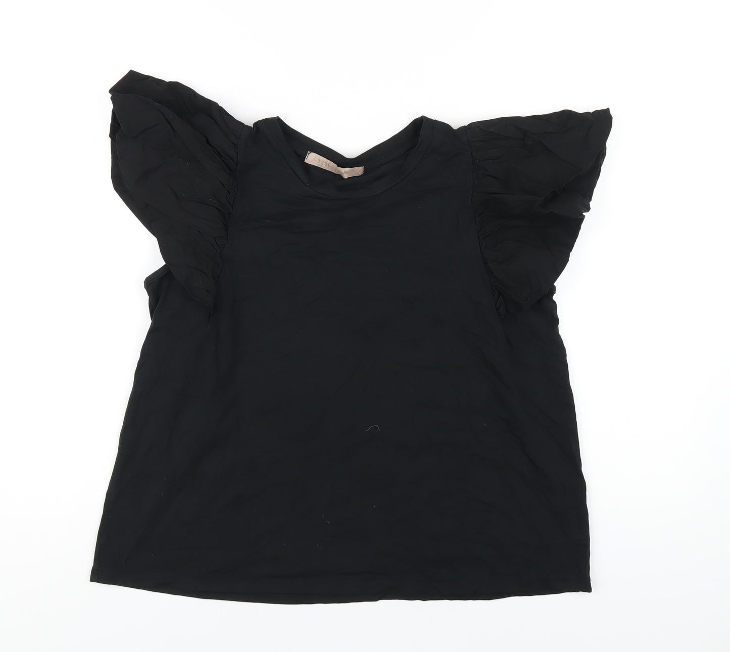 Coast Womens Black Cotton Basic T-Shirt Size M Round Neck
