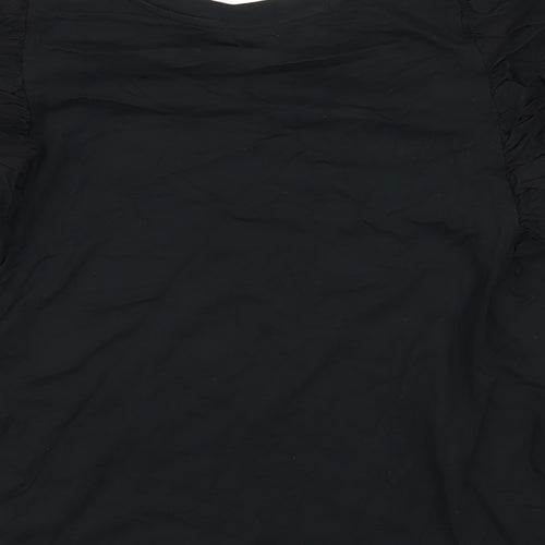 Coast Womens Black Cotton Basic T-Shirt Size M Round Neck
