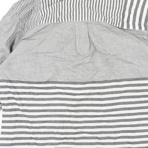 NEXT Womens Grey Striped Cotton Basic Button-Up Size 8 Collared