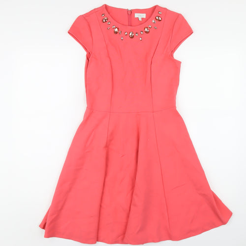 Untold Womens Pink Viscose A-Line Size 10 Round Neck Zip