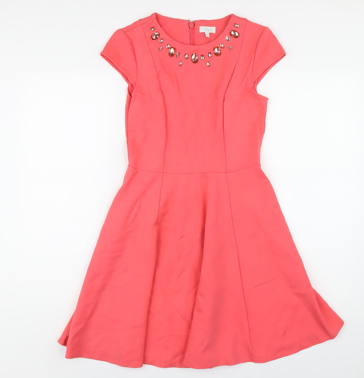 Untold Womens Pink Viscose A-Line Size 10 Round Neck Zip