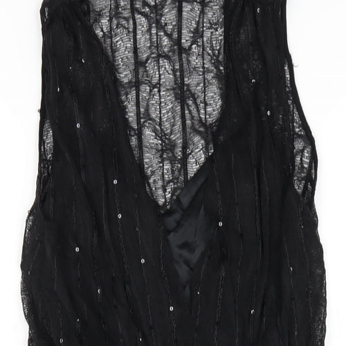 Zara Womens Black Polyester A-Line Size M V-Neck Pullover